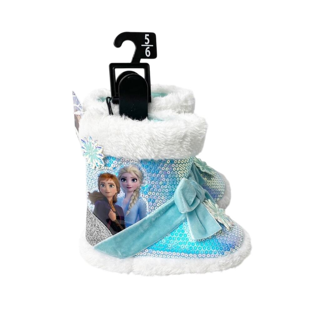 Disney Frozen Blue Shiny Girls Bootie Slippers BRAND NEW Size 5-6
